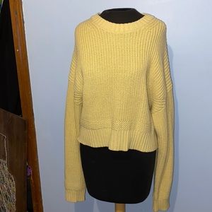Cropped Knit Sweater Pale Yellow